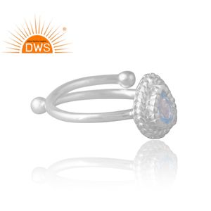 แหวนพลอยโทแพซสีฟ้าธรรมชาติสีเงิน925มาใหม่สำหรับผู้หญิงเครื่องประดับที่กำหนดเองของขวัญสำหรับผู้หญิงสำหรับผู้หญิง - Product Image 4