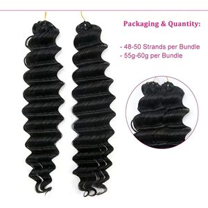 Extensions de cheveux indiens Remy Kbeth Deep Wave Knotless 1B pré-séparées pour crochet, ligne Feather Line, 100 % bouclés profonds, compatibles permanente - Product Image 2