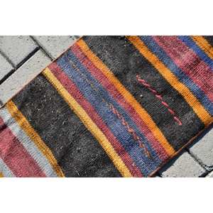 พรมขนสัตว์สีดำสไตล์ตุรกีทำด้วยมือแบบดั้งเดิม1.5 x 2.8ft ต่อการออกแบบสำหรับห้องนอนห้องโถงสี่เหลี่ยมผืนผ้าน้ำยาง - Product Image 4