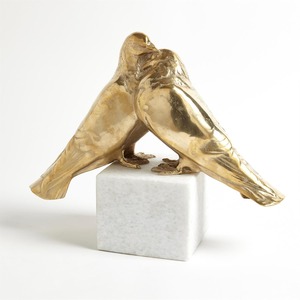 รูปปั้นประดับโต๊ะอาหารสีขาวรูปนกเลิฟเบิร์ดสีทองหรูหราสำหรับบ้านสำนักงานงานแต่งงานของขวัญงานจัดแสดงฐานสีขาว - Product Image 6