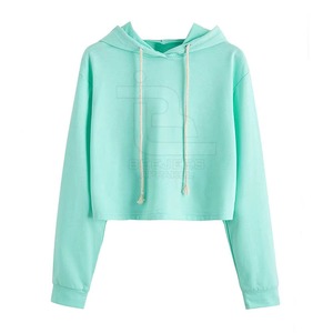 Women Crop <b>Top</b> Hoodie Fashion Casual Custom Logo Long Sleeve Pullover Hooded <b>Sweat</b> <b>Top</b> Streetwear Wholesale Clothing - Product Image 1