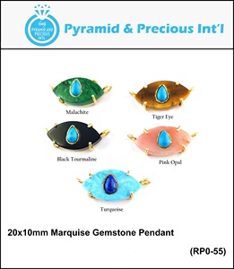 Juego de puntas de colgante de piedras preciosas naturales en forma de marquesa, abalorio de plata de ley chapado en oro para hacer collares y pendientes - Product Image 6