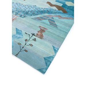 Tapis en laine et soie de bambou noué à la main Freedom Manchaha à motif abstrait bleu pour la décoration de la maison et du salon - Les-1412 - Product Image 2