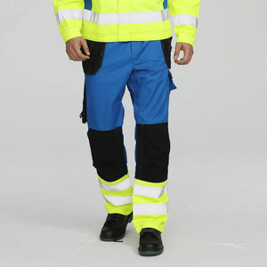 Wholesale <b>Stretch</b> Unisex Workwear Fire Resistant Hi Visibility Polyester <b>Cargo</b> Work Trousers with Reflective Construction - Product Image 6