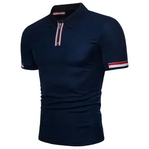 เสื้อโปโลแบบมีซิปสำหรับผู้ชายเสื้อเชิ๊ตแบบสลิมฟิตแขนสั้นลายทางระบายอากาศได้ดี - Product Image 4