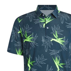 Polo de golf informal para hombre, venta al por mayor, poliéster Spandex con estampado completo, transpirable, seco, 4 vías, patrón sólido elástico - Product Image 6