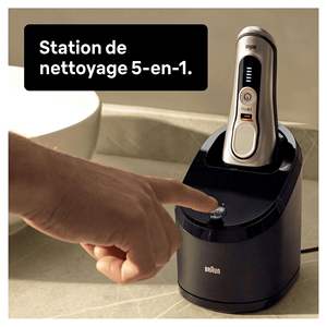 Afeitadora Eléctrica Inalámbrica para Hombre, Recortadora de 4 Cabezales, Batería de 60 Minutos, Diseño Rotatorio Negro/Plateado, Resistente al Agua IPX7, Funcionamiento Alemán - Product Image 1