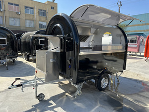 <b>Black</b> Fiberglass Outdoor Towable Mobile Kitchen Trailer for Hotdog Snack Chips Food Service with 220V Power - Product Image 2