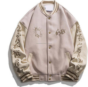 Chaqueta Varsity Extra Grande de Invierno con Cuello Alto, Ecológica y Transpirable para Hombre, con Caligrafía China Bordada, Estilo Urbano - Product Image 3