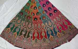 Diseño exclusivo Premium Pure Viscos Dola Jacquard Lehenga Kali Pogisan estampado ecológico bordado vestido de mujer de punto - Product Image 5