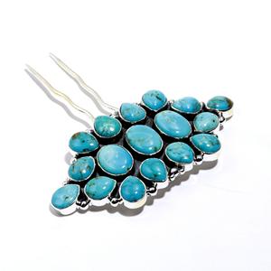 เครื่องประดับ925สีเงินสเตอร์ลิงสีเทอร์ควอยส์นาวาโฮเม็กซิกันเครื่องประดับที่หนีบผมแบบโบราณมีสไตล์สำหรับผู้หญิง - Product Image 2