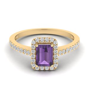 REYES Sparkling Emerald Cut 1.21 Carat Amethyst Gemstone Halo Ring in 925 Sterling <b>Silver</b> GRA Certified VVS Moissanite Jewelry - Product Image 6
