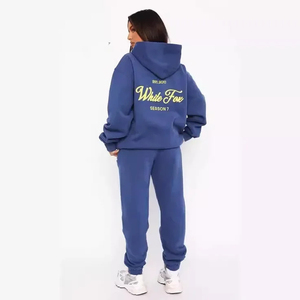 เซ็ตเสื้อสเวตเตอร์มีฮู้ดสำหรับผู้หญิงชุดเสื้อผ้าแนวสตรีทสองชิ้นสำหรับเล่นกีฬาแขนยาวแฟชั่นใหม่ - Product Image 2