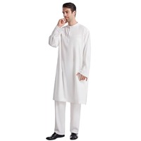Derniers vêtements islamiques musulmans pour hommes Thobe long avec pantalon Dubi Muslim Kaftan Plain Design pour hommes