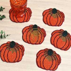 Posavasos con cuentas de calabaza Multicolor, alfombrillas para bebidas hechas a mano para otoño, fiesta de Halloween, soporte para taza de té y café, proveedor mayorista a granel - Product Image 1