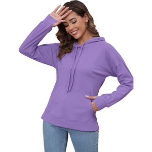Sweats à capuche de couleur violette pour femmes Sweats à capuche pour femmes Sweats à capuche d'hiver personnalisés à manches longues Options OEM ODM disponibles - Product Image 4