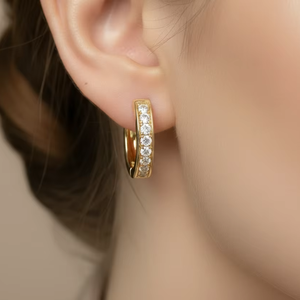 Boucles d'oreilles tendance en or 14 carats et diamants naturels de 0,25 carat pour femme, cadeau de fiançailles, de mariage et d'anniversaire - Product Image 5