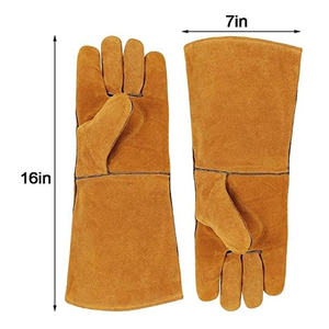 Venta al por mayor de piel de oveja de soldadura guantes de protección laboral aislamiento resistente al desgaste anti escaldado de doble capa guantes de soldadura de argón - Product Image 2