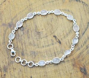 <b>Rose</b> <b>Quartz</b> Gemstone Women's Tennis Sterling Silver <b>Bracelet</b> Trendy Handmade Gift for Party Occasions - Product Image 3