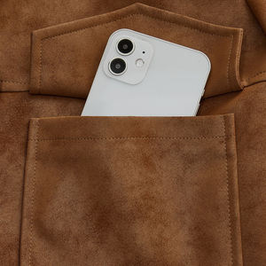 Blouson moto homme 2026 en PU marron, zippé, à col, imperméable, réversible, service OEM, poches extérieures avant - Product Image 4