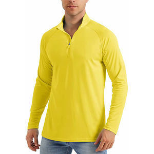 Venta al por mayor de alta calidad de manga larga Camiseta de protección solar de verano de cuello alto con cremallera Color sólido logotipo personalizado camiseta - Product Image 5