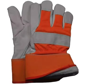 Premium Quality Heavy Duty Cowhide Grain Leather Work Gloves Fluorescent Rubberized Cuff Safety Rigger <b>Fur</b> Smooth Flexible - Product Image 5
