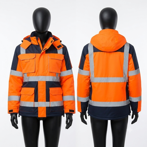 320 GSM Premium Softshell Polyester Womens Work <b>Jacket</b> Fluorescent Yellow Navy Panel Safety Wear Custom Logo - Product Image 3