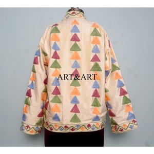 Chaqueta Étnica de Terciopelo Suzani Boho para Mujer, Acolchada, Ecológica, de Algodón, Bordada a Mano, Diseño Vintage, Abrigo para Festivales - Product Image 6