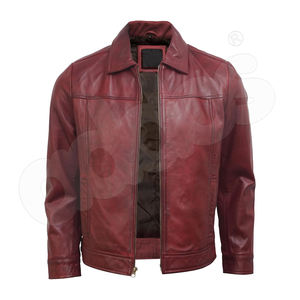 Chaqueta de cuero de motocicleta para hombre-Chaqueta de motorista de cuero genuino con estilo vintage para hombre Chaqueta de cuero ligera - Product Image 2