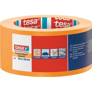 TESA Precision <b>Crepe</b> <b>Paper</b> 4344 Standard Smooth Light Beige 50mm Width X 50m Length <b>Roll</b> Pack Size 3 for Crafts - Product Image 1