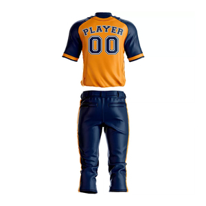 Ensemble de maillots de baseball pour hommes, manches courtes, équipe 00, orange marine, impression par sublimation, 100% polyester, respirant, protection UV - Product Image 5