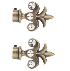 Superior Quality Antique Brass Leaf <b>Curtain</b> <b>FINIALS</b> with Brass AL-MOUND Support Set of 2 Pieces at Affordable Prices - Product Image 1