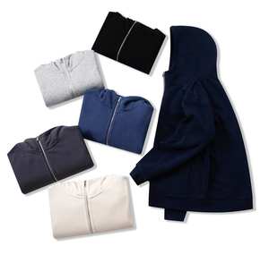 Fourniture d'usine personnalisée de haute qualité col zippé 400g sweats à capuche zippés doublés en polaire sweats à capuche lourds - Product Image 2