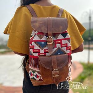 กระเป๋าเป้สะพายหลังหนังแจ็คการ์ดทำมือกระเป๋าหนังแท้ใช้ได้หลากหลายทุกเพศกระเป๋าดีไซน์วินเทจใหม่สินค้าจำนวนมาก - Product Image 1