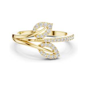 Bague en or 18 carats, 14 carats, 10 carats et argent 925 avec diamant de laboratoire 0,235 CT, design feuille, pour femme, clarté VVS-VS EF, moissanite et diamant - Product Image 3