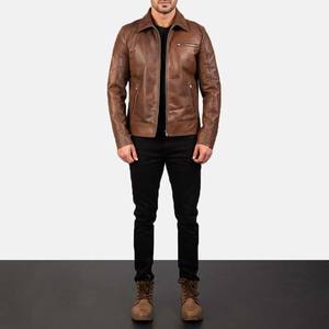 Veste en cuir véritable en peau de mouton avec fermeture à glissière Vêtements pour hommes Vestes Style rue principale Conception de service OEM Vestes pour hommes personnalisées - Product Image 6