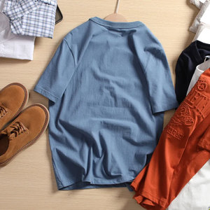 Nouveau design de T-shirt gaufré à la mode personnalisé T-shirt uni surdimensionné à col rond en coton respirant pour hommes - Product Image 3