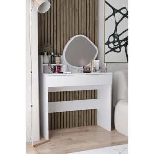 Harmony Tek Mesa de Maquillaje de Diseño Minimalista con Panel de Madera y Almacenamiento, 80x90x40cm, Montaje en Suelo - Product Image 4