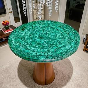 Dessus de table décoratifs uniques de table de malachite de pierre gemme pour le salon à la maison - Product Image 1