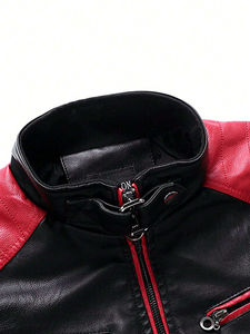 Veste en cuir PU pour homme, style streetwear brodé, personnalisable avec logo OEM & ODM, mode hip hop, veste de motard pour homme - Product Image 5