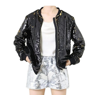 Vestes de bombardier de haute qualité femmes paillettes glamour paillettes à manches longues élégance avant fermeture éclair étincelle paillettes vestes de fête