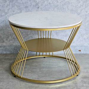 โต๊ะโซฟาสองชั้นทันสมัยพร้อมท็อปหินขนาด 60x60 ซม. และขาเหล็ก รุ่น TT68275 - Product Image 6