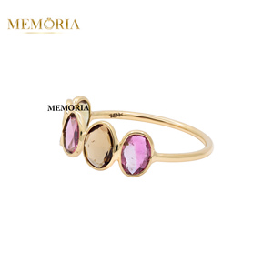 Anillo de Compromiso de Oro Amarillo Sólido de 18k con Turmalina Multicolor Preciosa en Engaste de Bisel, Certificado por IGI, Hecho a Mano, Regalo para Ella - Product Image 4