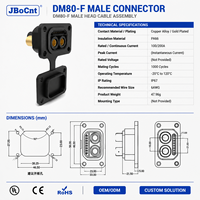 Connecteur de signal et d'alimentation étanche IP67 JBoCnt DM80-F 100A 200A, prise femelle pour panneau, pour échange de batterie de moto électrique