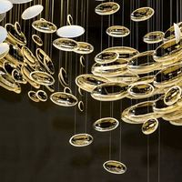Lustre en verre sur mesure JUNJUE, lampes suspendues au plafond, dorées, créatives, grand lustre pour table à manger