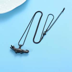 Black Crocodile Cremation <b>Urn</b> <b>Necklace</b> Modern Stainless Steel <b>Ashes</b> Keepsake Custom Size Longevity Memorial - Product Image 5
