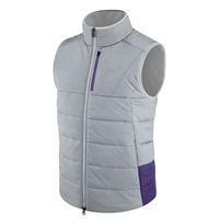 Gilet matelassé gris pour homme avec empiècement bleu sarcelle, col montant, fermeture éclair, coupe-vent, décontracté, pour l'hiver