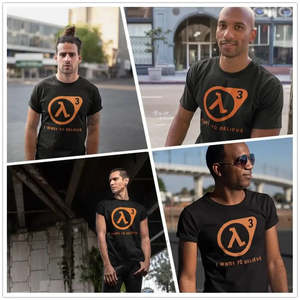 เสื้อยืดออกกำลังกาย Half-Life 3 ผ้าฝ้าย 100% น้ำหนักผ้า 300 กรัม ดีไซน์แบบอัดแน่น หมายเลขรุ่นพิมพ์บนเสื้อยืด - Product Image 3