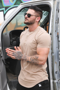 Alta calidad 95 algodón 5 Spandex deportes secado rápido transpirable logotipo personalizado impresión gimnasio entrenamiento camiseta para hombres - Product Image 5