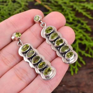 ต่างหูพลอยเพอริดอทสำหรับผู้หญิงเครื่องประดับเงินสไตล์ Boho 925สเตอร์ลิงเงินทำด้วยมือของขวัญสำหรับเธอ - Product Image 2